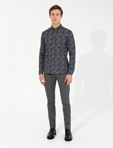 Koyu Gri Slim Fit Kanvas Pantolon - 50255173213