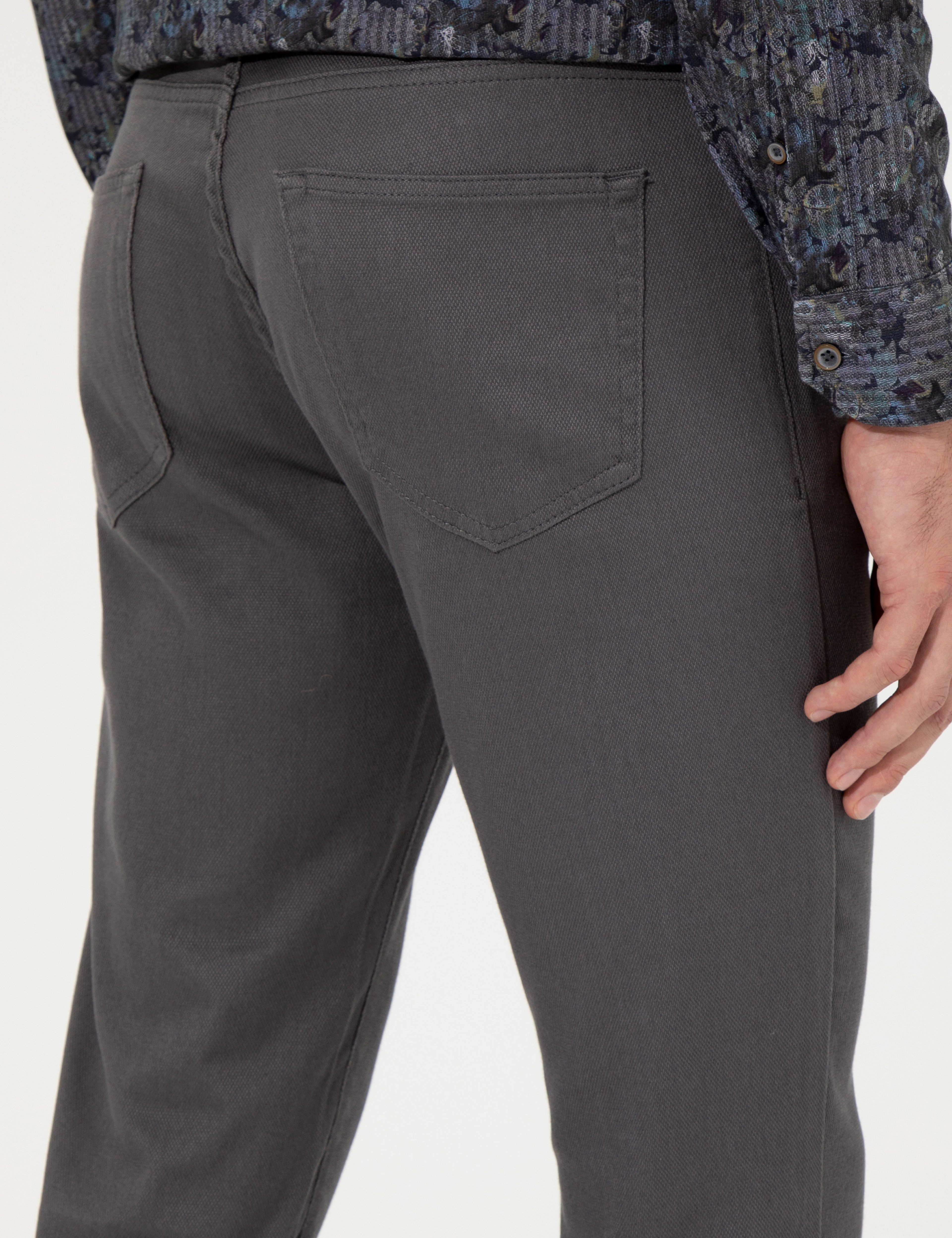 Koyu Gri Slim Fit Kanvas Pantolon - Image 7