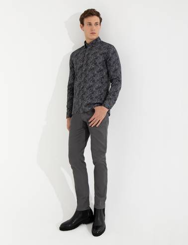 Koyu Gri Slim Fit Kanvas Pantolon