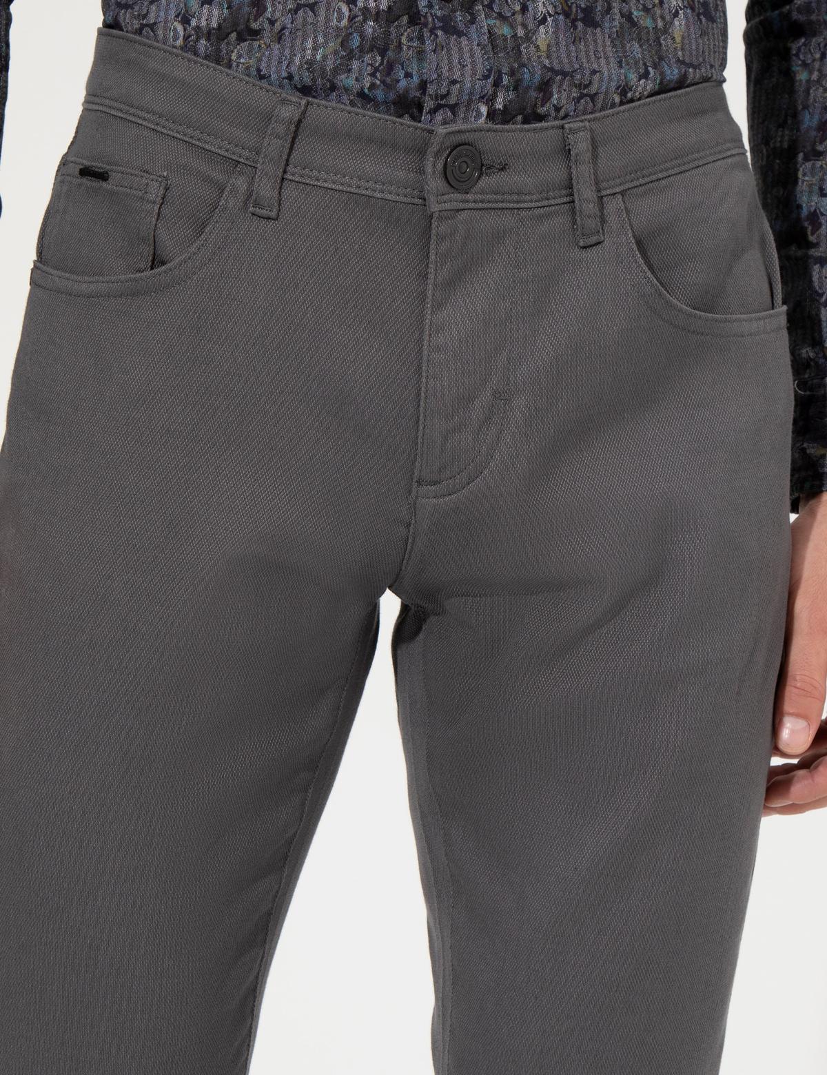 Koyu Gri Slim Fit Kanvas Pantolon - 50255173213