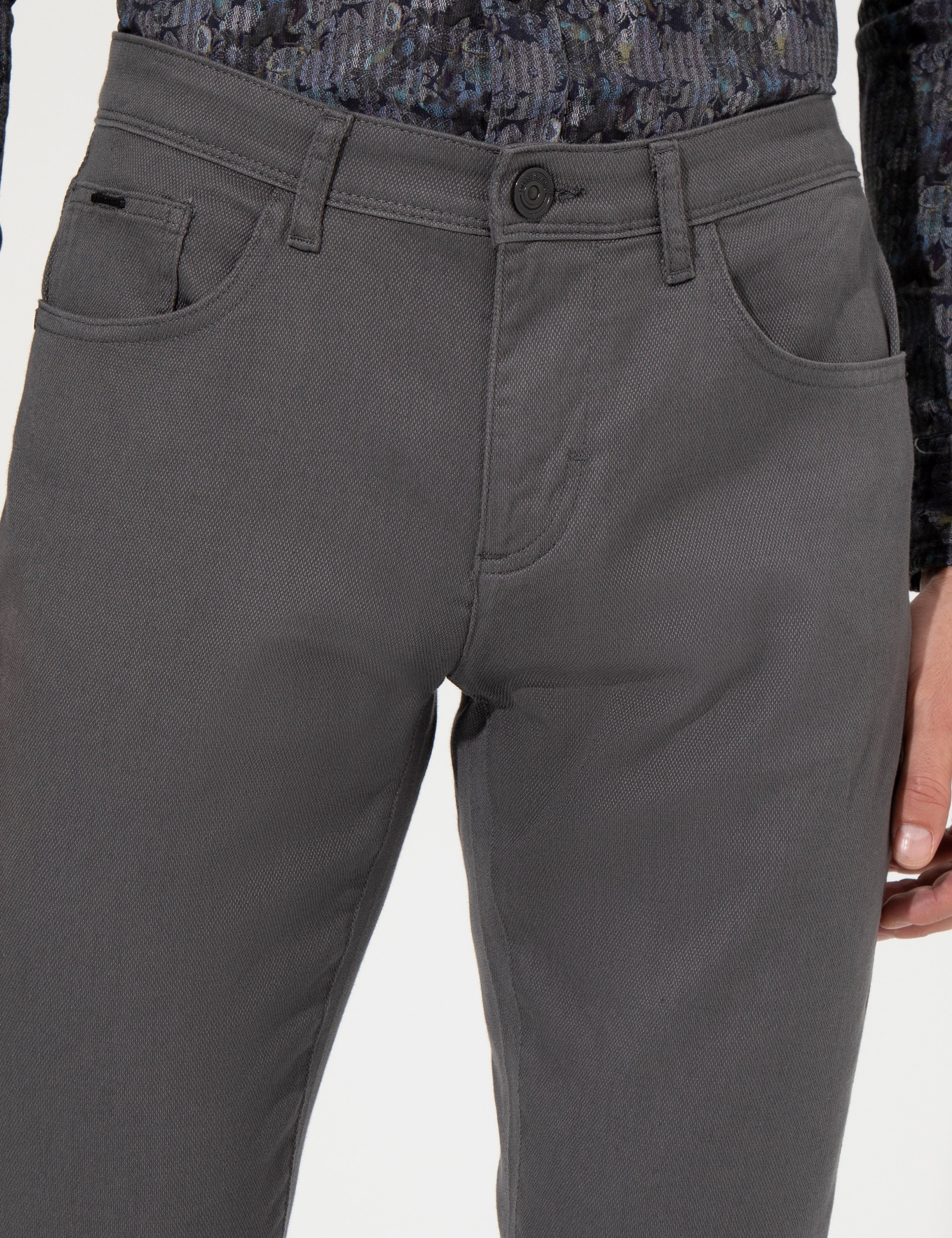 Koyu Gri Slim Fit Kanvas Pantolon - Image 6