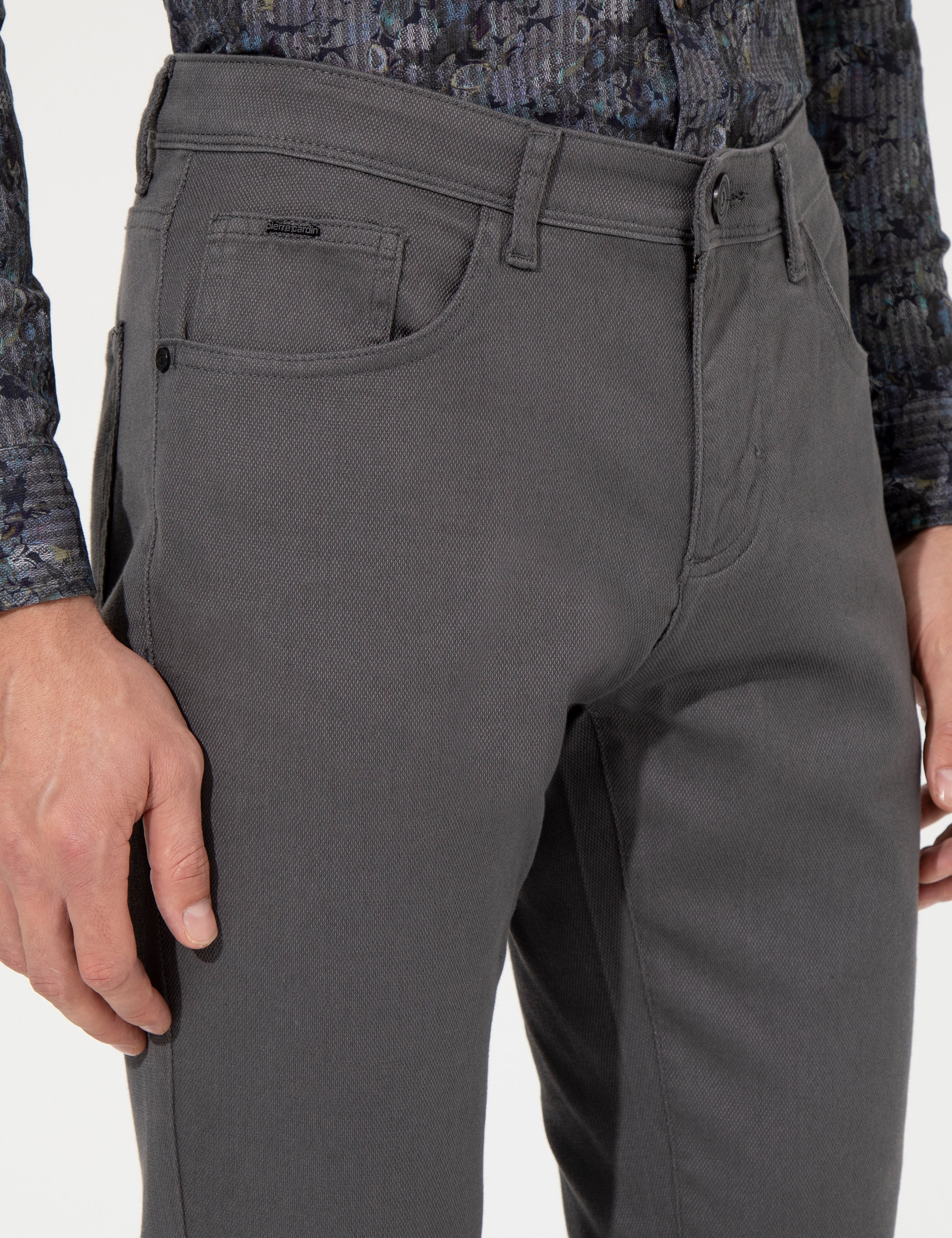 Koyu Gri Slim Fit Kanvas Pantolon - Image 5