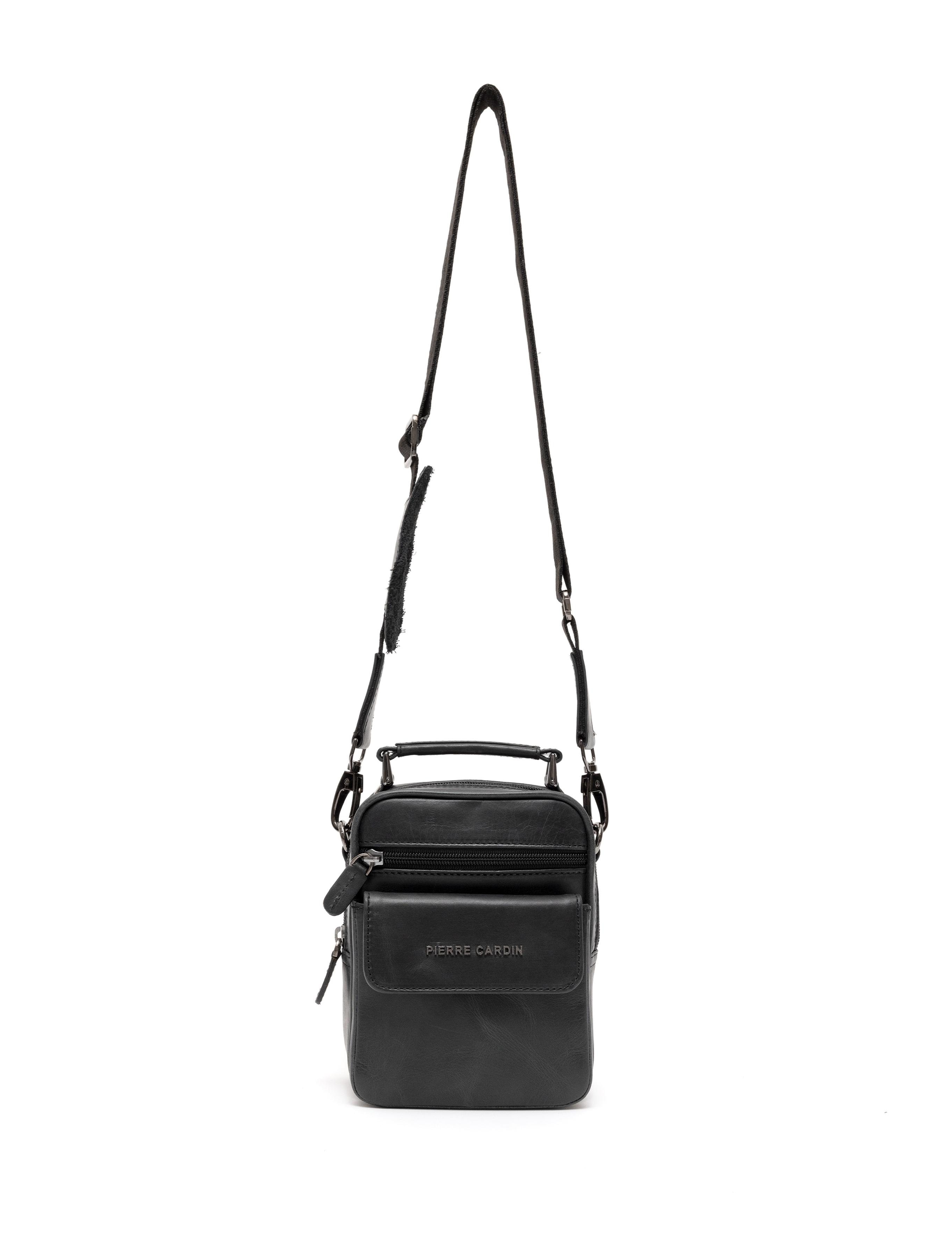 Erkek Gri Deri Askılı El Çantası