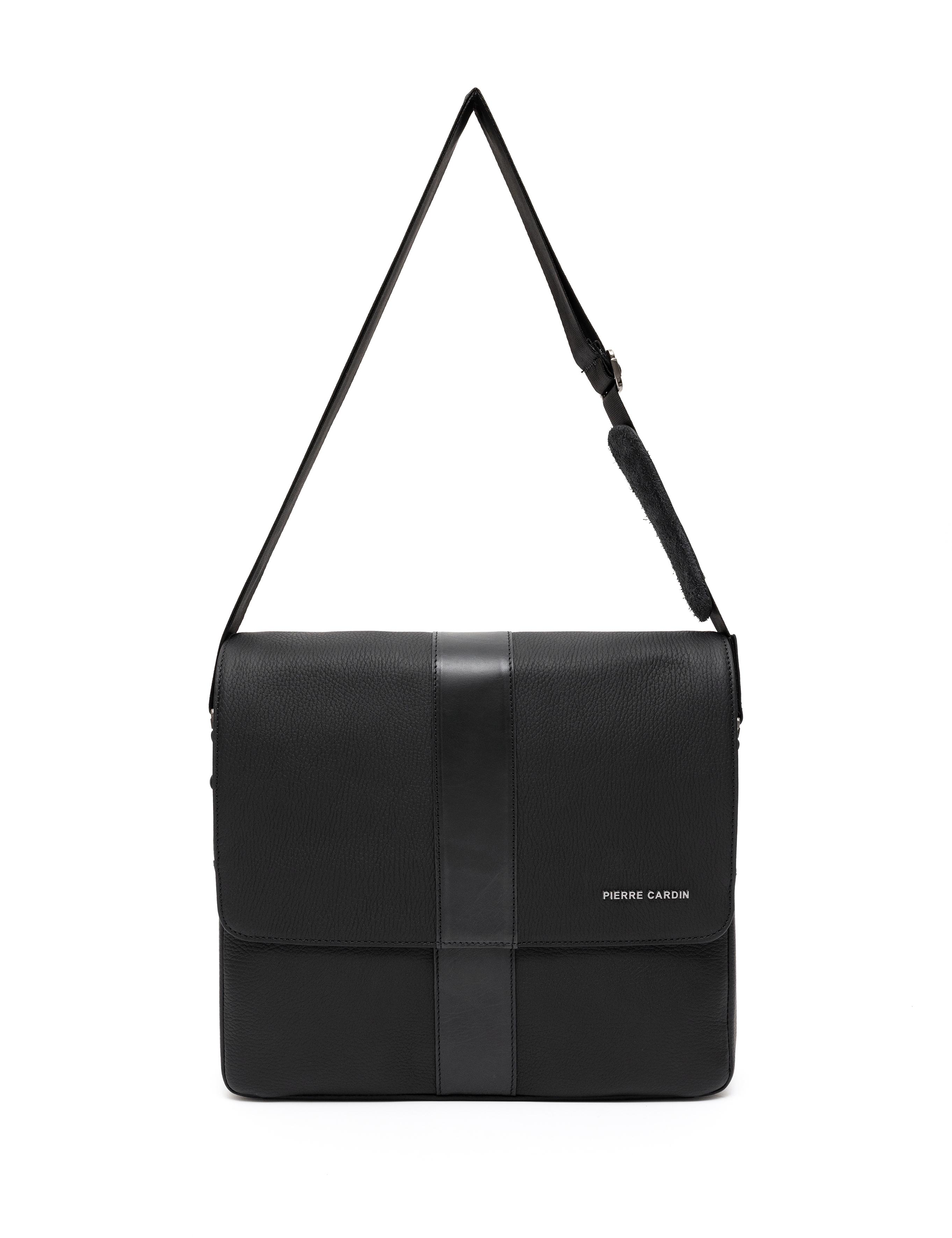 Erkek Siyah Deri Omuz Çantası