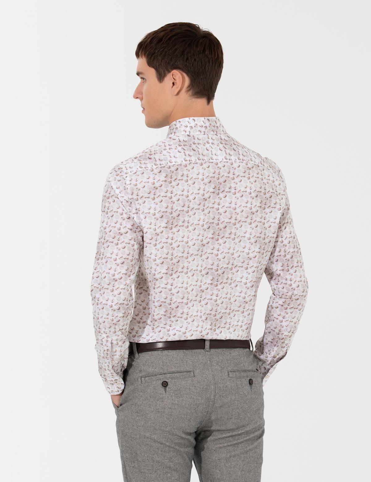 Bej Slim Fit Uzun Kollu Gömlek - 50259504009