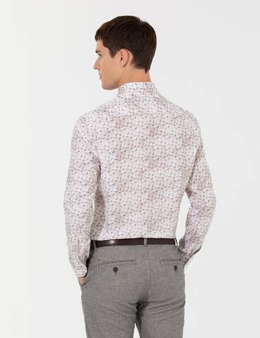 Bej Slim Fit Uzun Kollu Gömlek