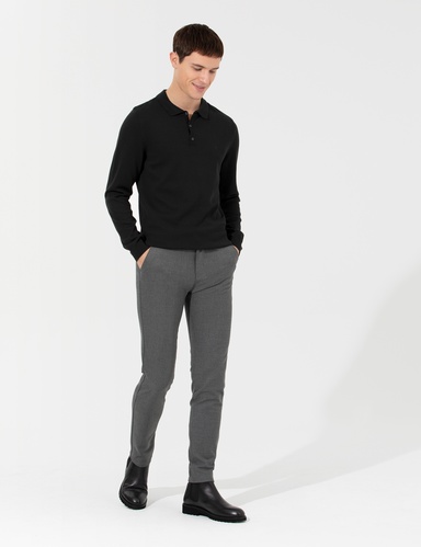 Gri Slim Fit Kanvas Pantolon