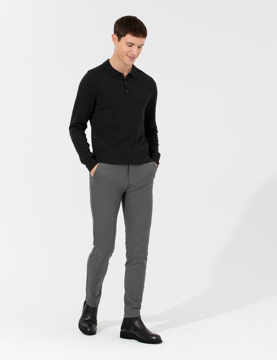 Gri Slim Fit Kanvas Pantolon