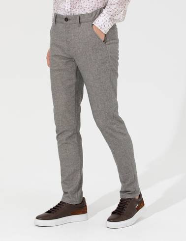 Gri Slim Fit Kanvas Pantolon