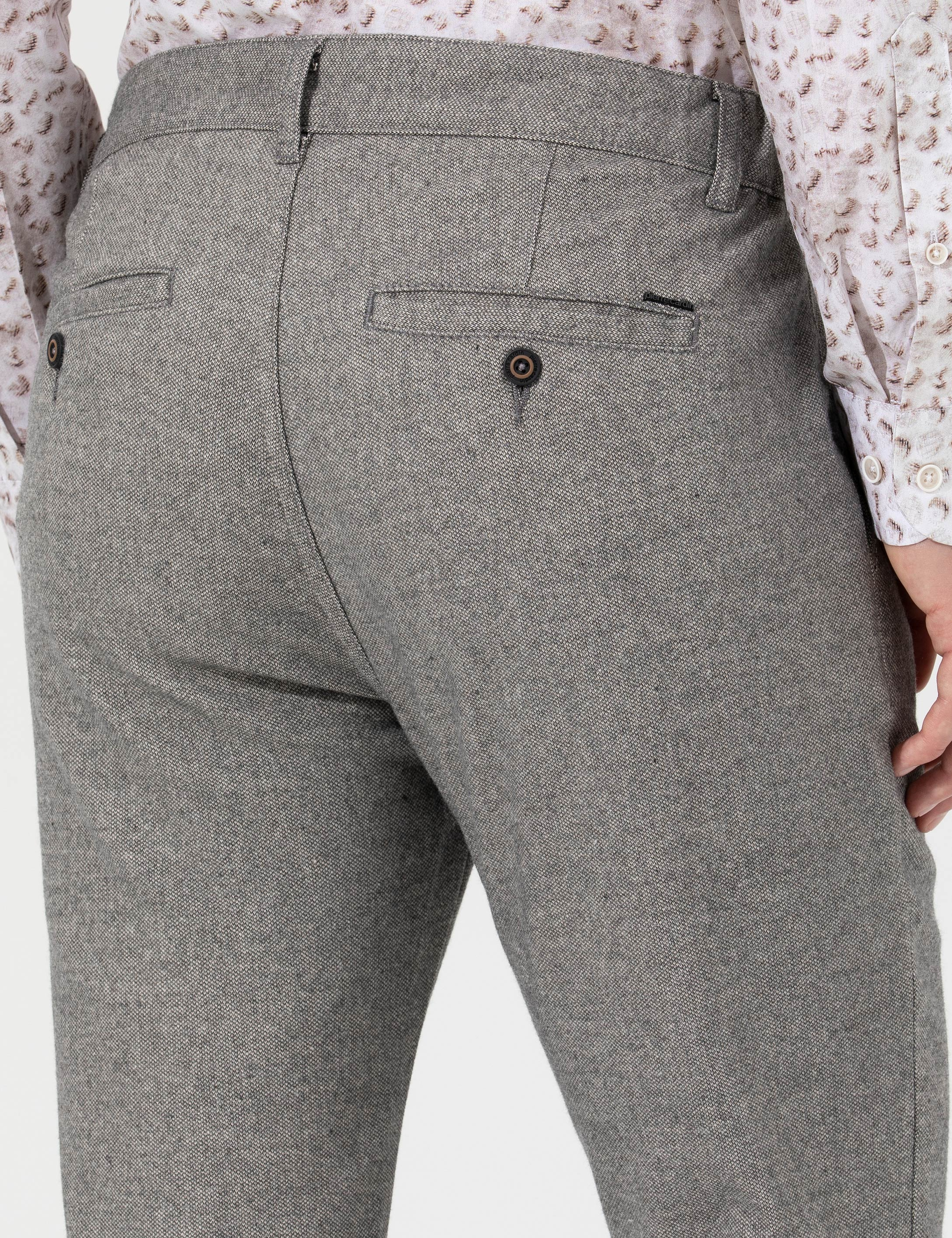 Gri Slim Fit Kanvas Pantolon - Image 7