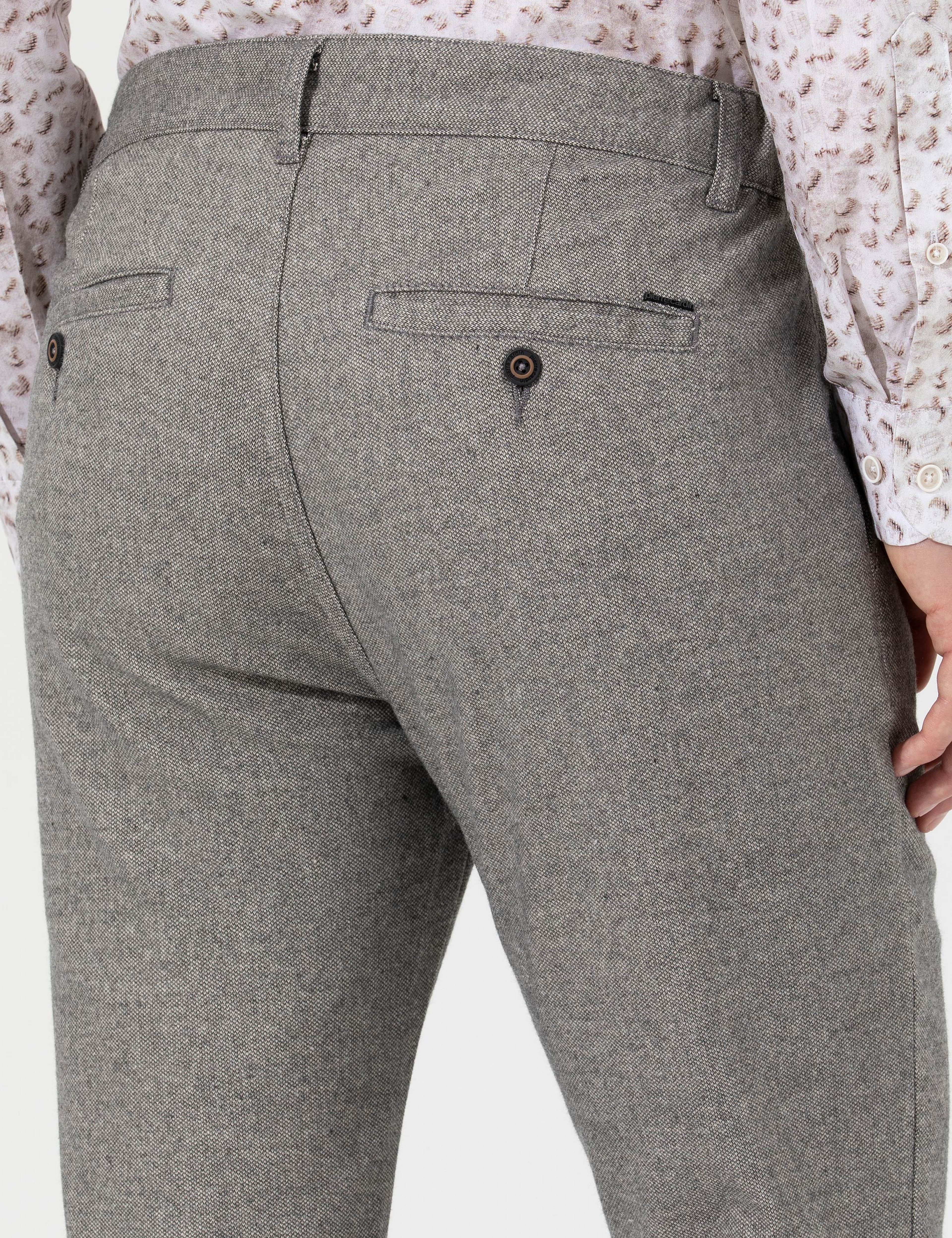 Gri Slim Fit Kanvas Pantolon