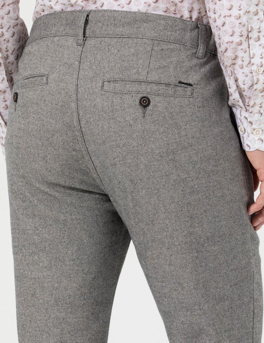 Gri Slim Fit Kanvas Pantolon