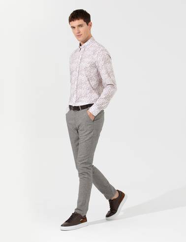 Gri Slim Fit Kanvas Pantolon