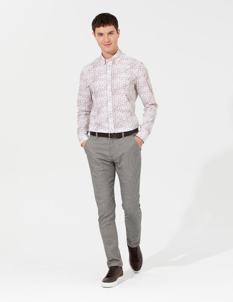 Gri Slim Fit Kanvas Pantolon