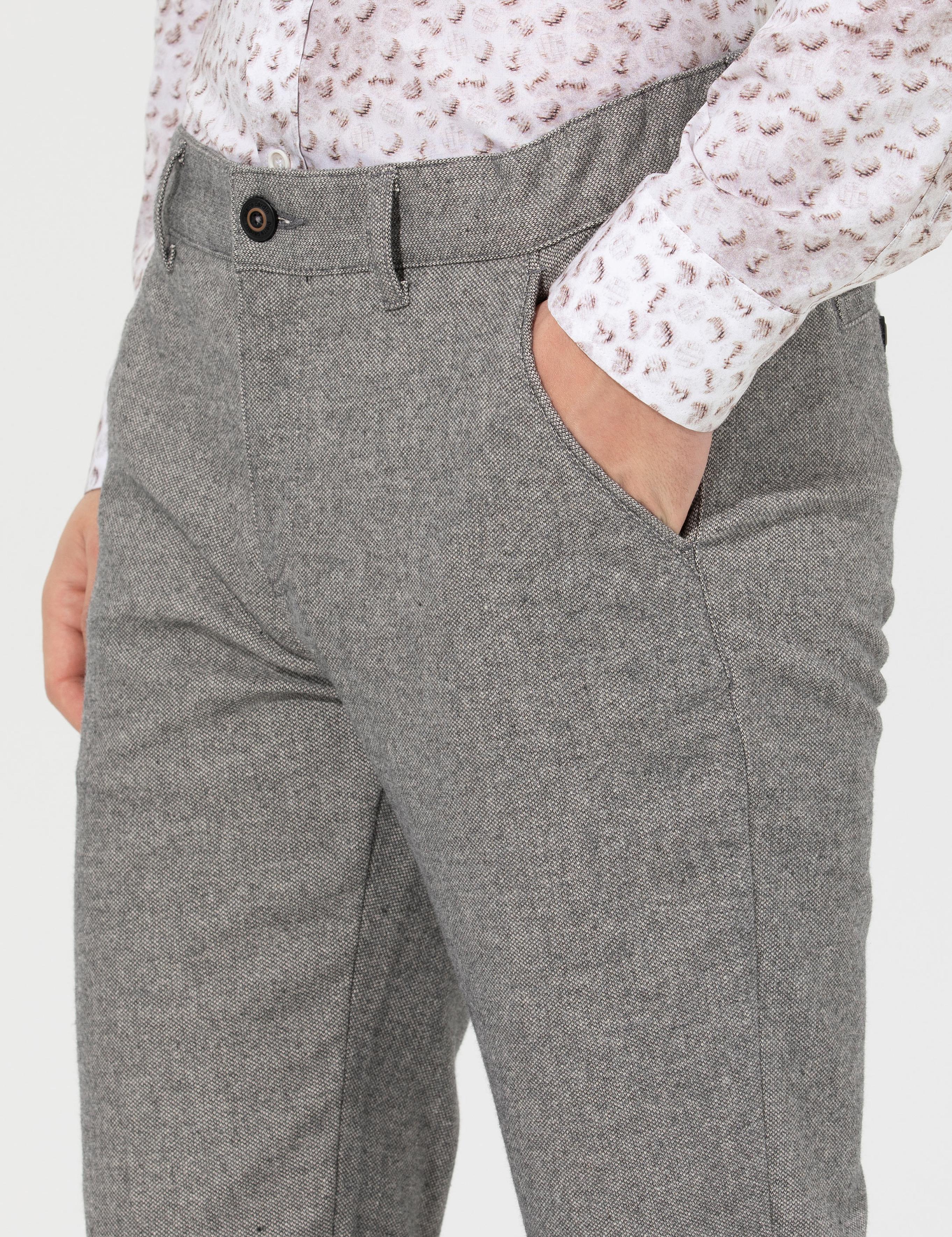 Gri Slim Fit Kanvas Pantolon