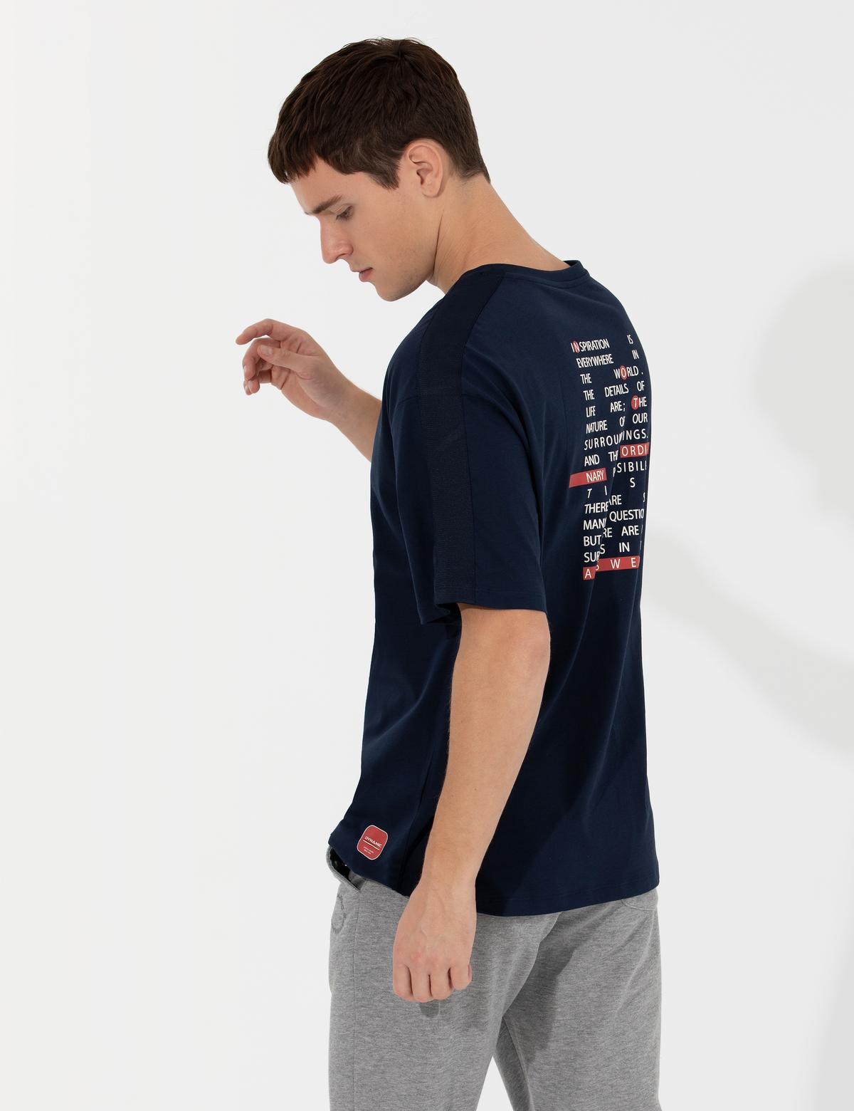 Lacivert Regular Fit Bisiklet Yaka Tişört - 50260072017