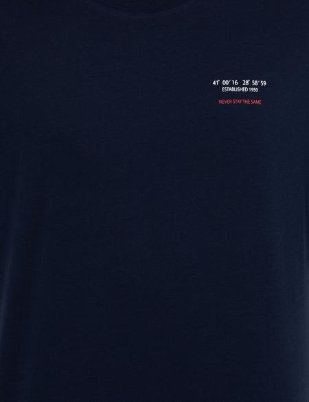 Lacivert Regular Fit Bisiklet Yaka Tişört - 50260072017