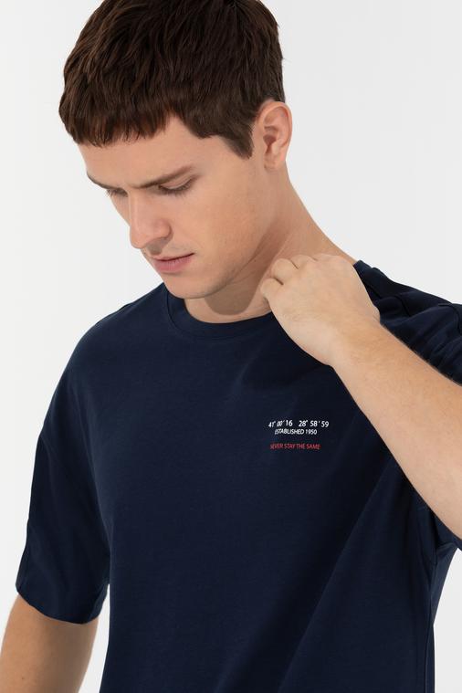 Lacivert Regular Fit Bisiklet Yaka Tişört