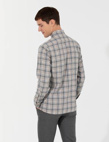 Gri Slim Fit Uzun Kollu Gömlek