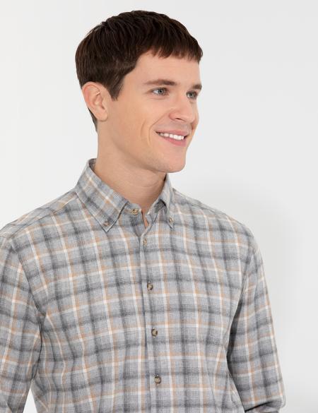 Gri Slim Fit Uzun Kollu Gömlek - 50259491011