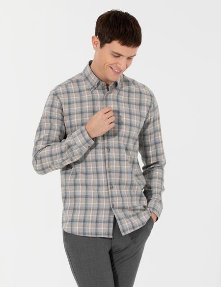 Gri Slim Fit Uzun Kollu Gömlek - 50259491011