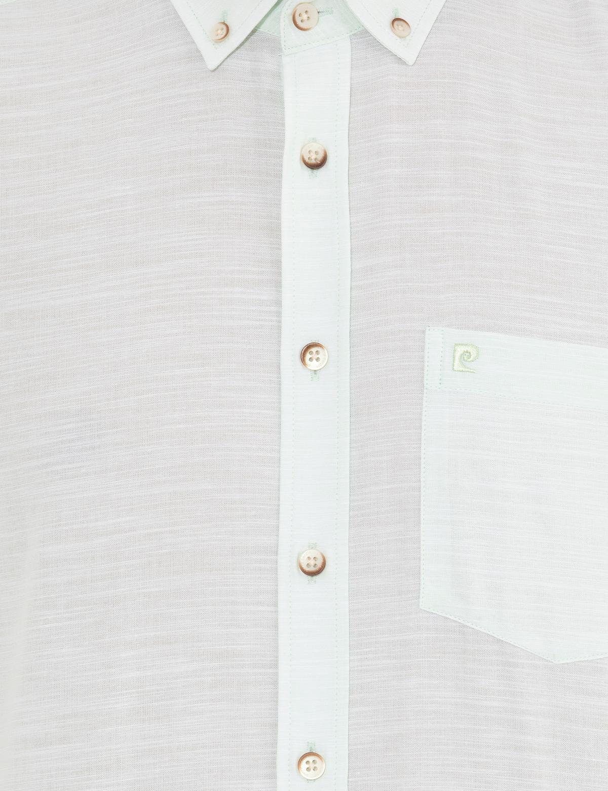 Yeşil Keten Görünümlü Regular Fit Kısa Kollu Gömlek - 50255247051