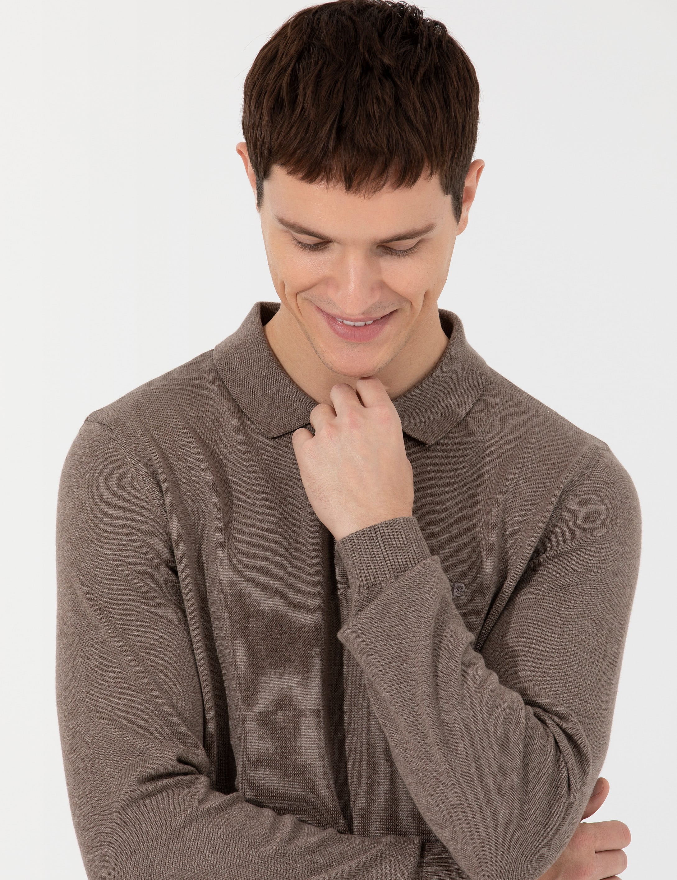 Vizon Melanj Slim Fit Polo Yaka Basic Triko Kazak