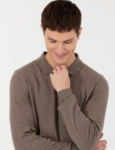 Vizon Melanj Slim Fit Polo Yaka Basic Triko Kazak - 50257252030