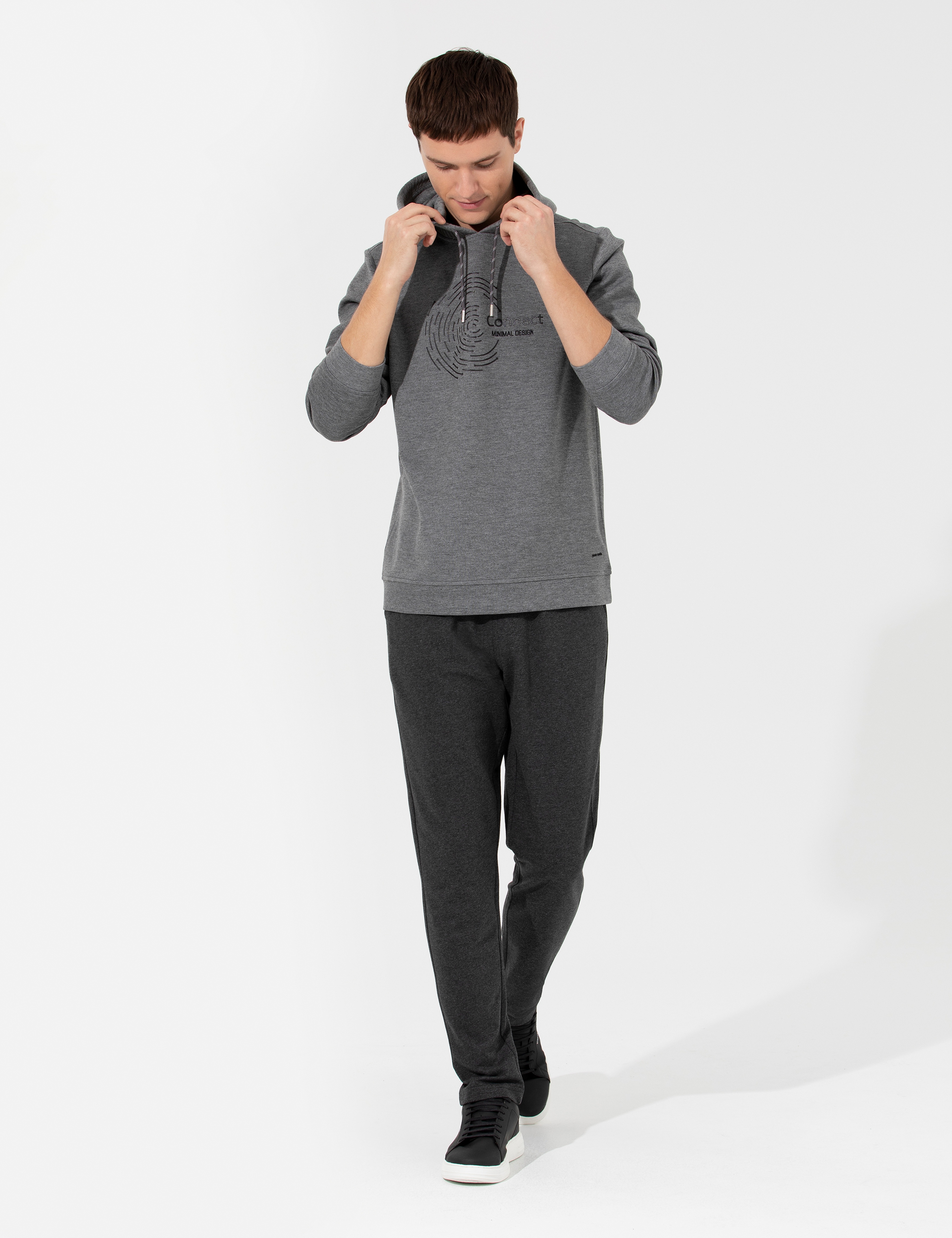 Antrasit Melanj Slim Fit Eşofman Altı - Image 3