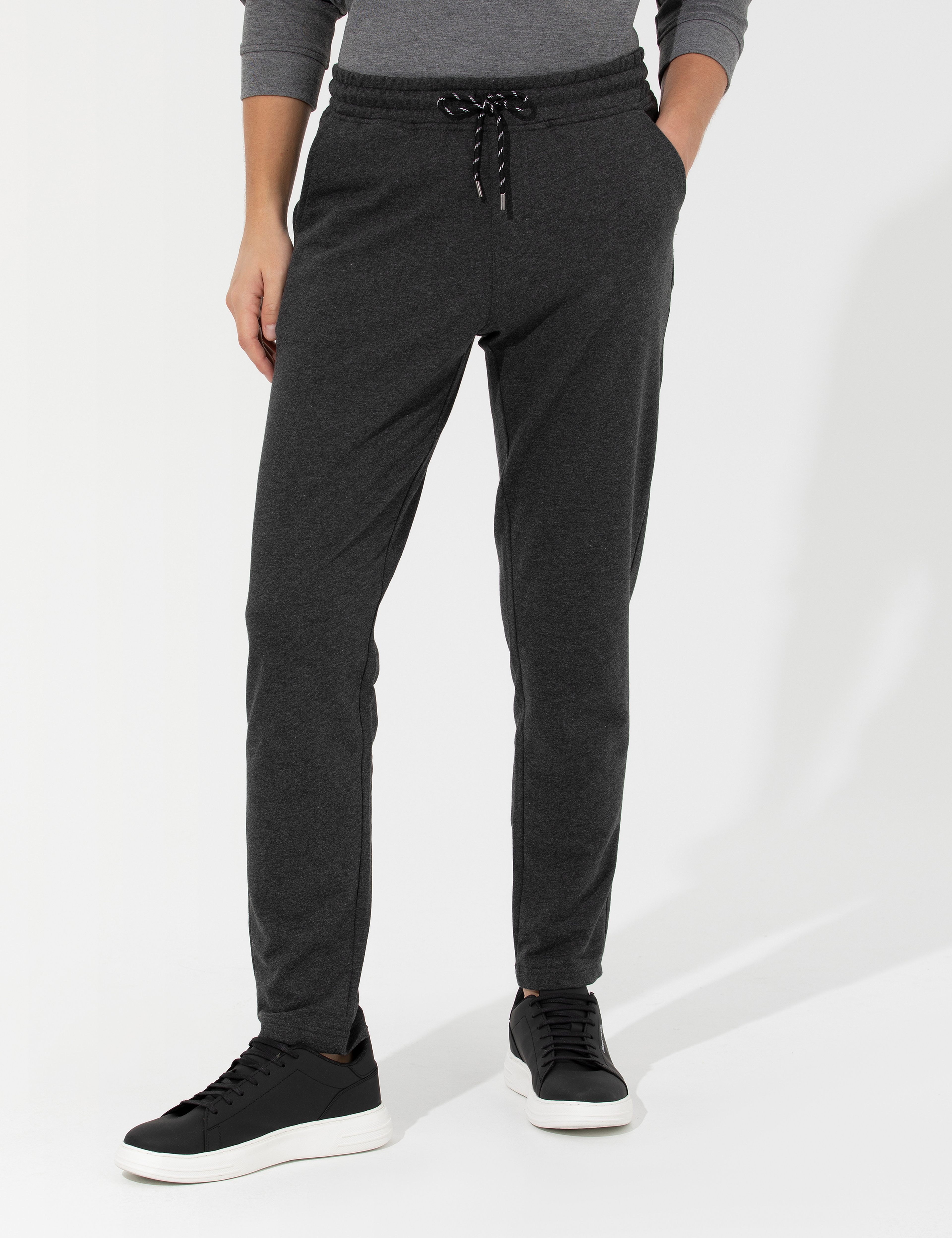 Antrasit Melanj Slim Fit Eşofman Altı - Image 2