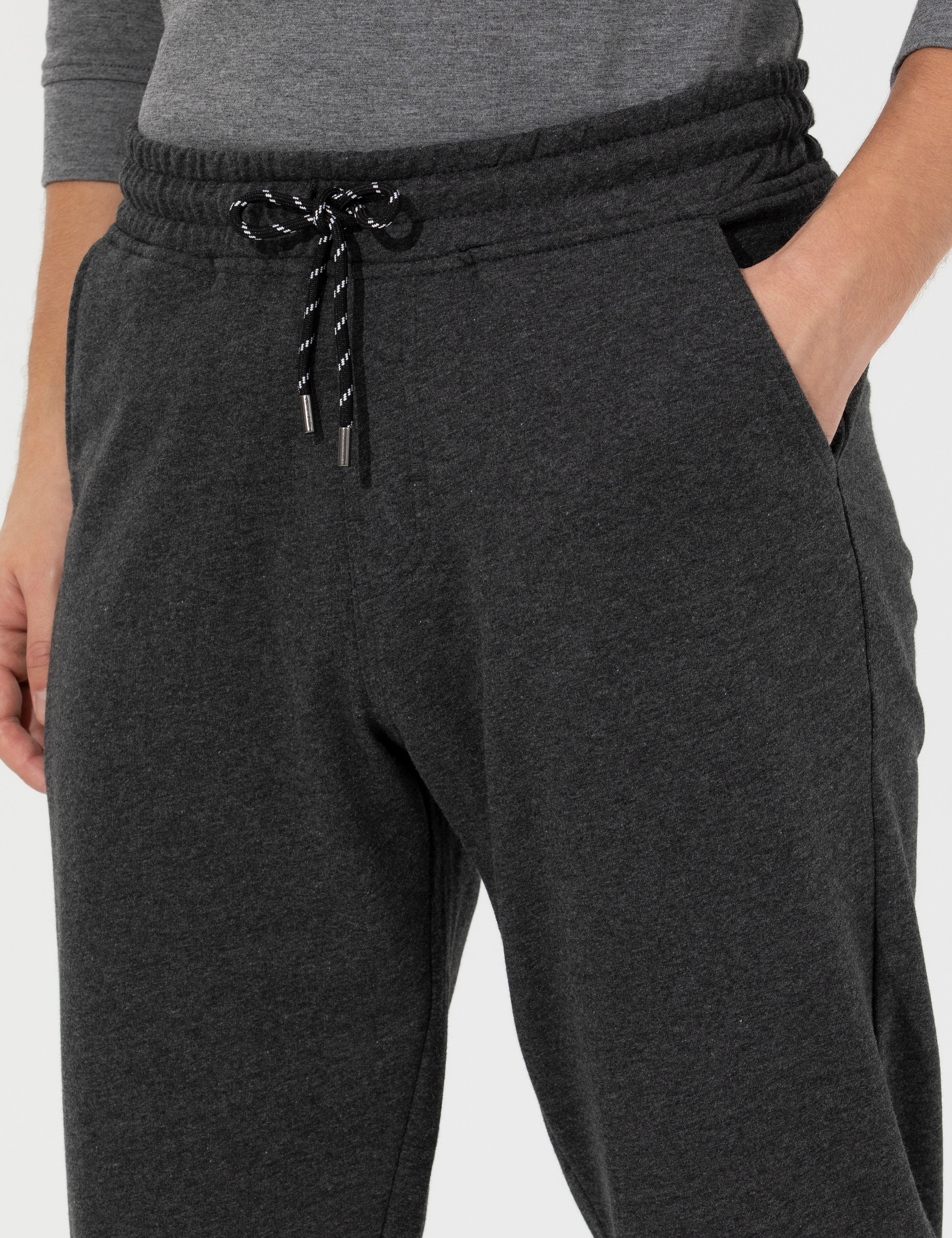 Antrasit Melanj Slim Fit Eşofman Altı - Image 6