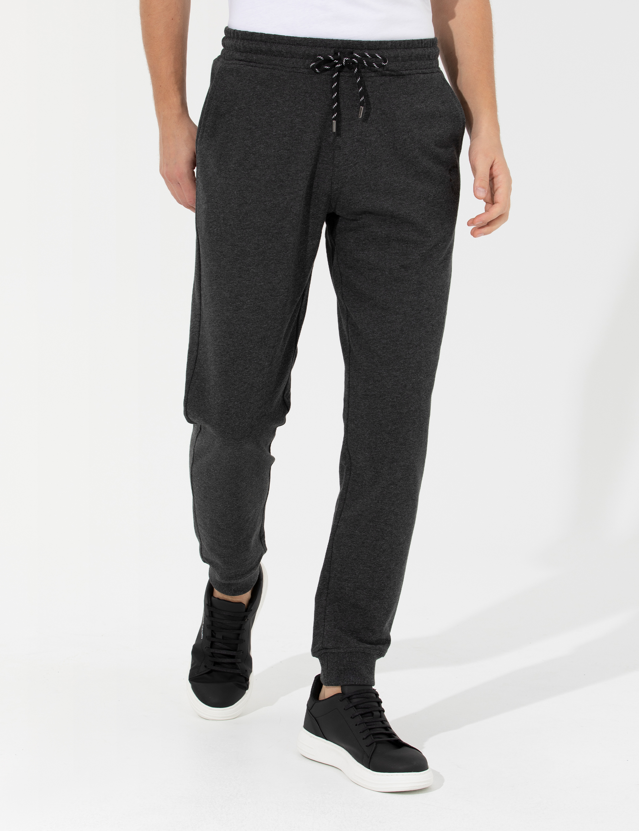 Antrasit Melanj Slim Fit Eşofman Altı