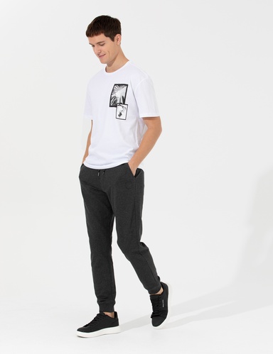 Antrasit Melanj Slim Fit Eşofman Altı