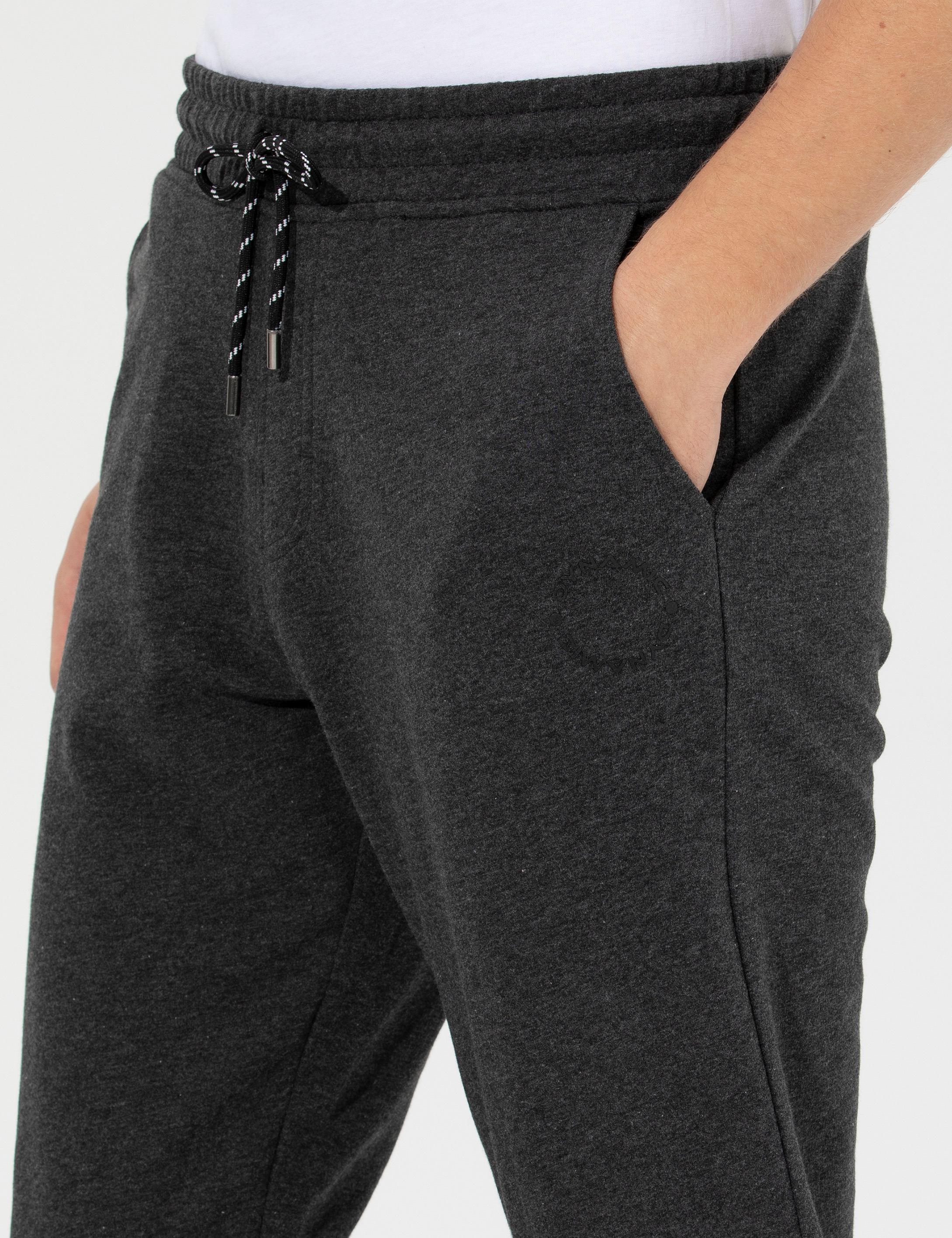 Antrasit Melanj Slim Fit Eşofman Altı - Image 6