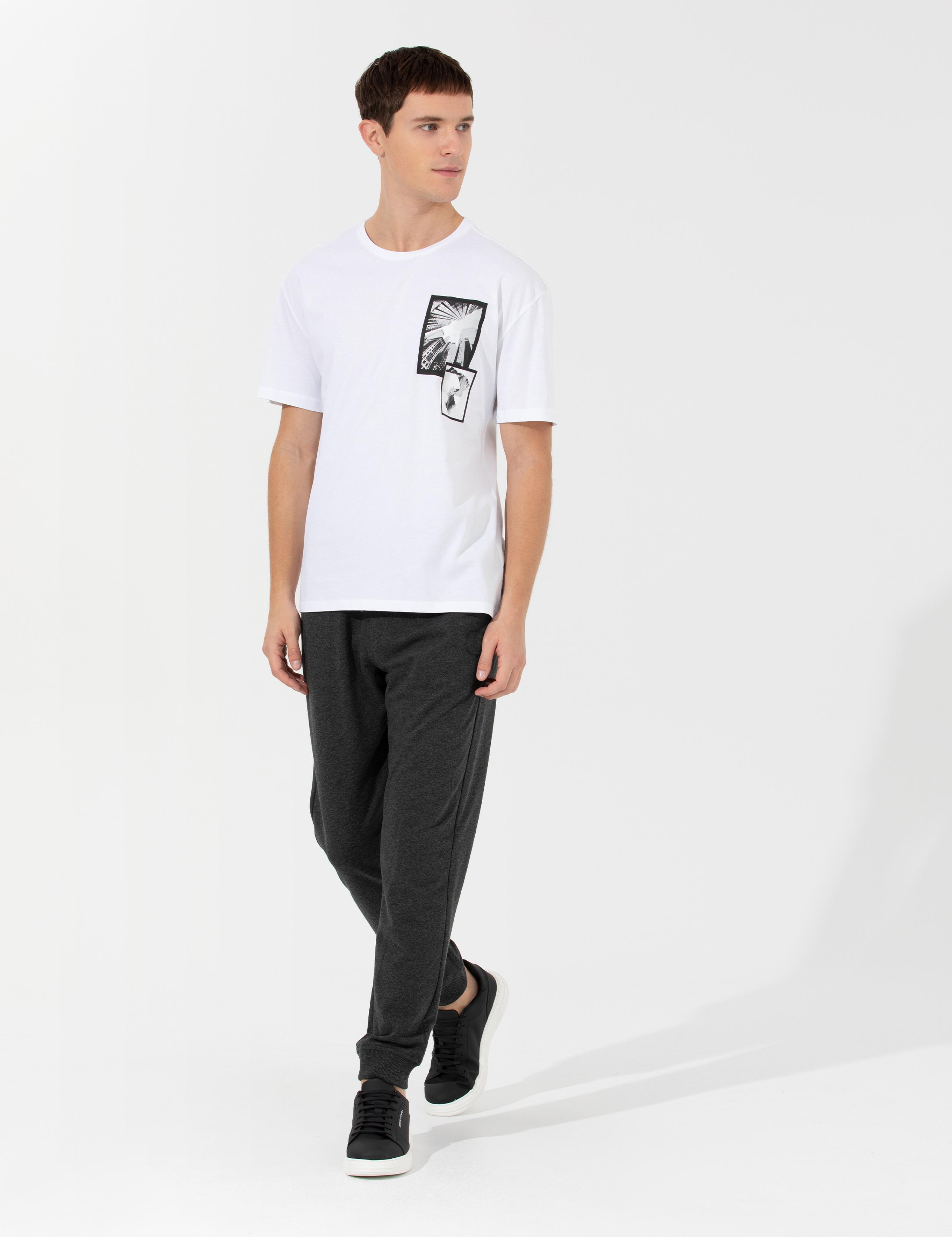 Antrasit Melanj Slim Fit Eşofman Altı