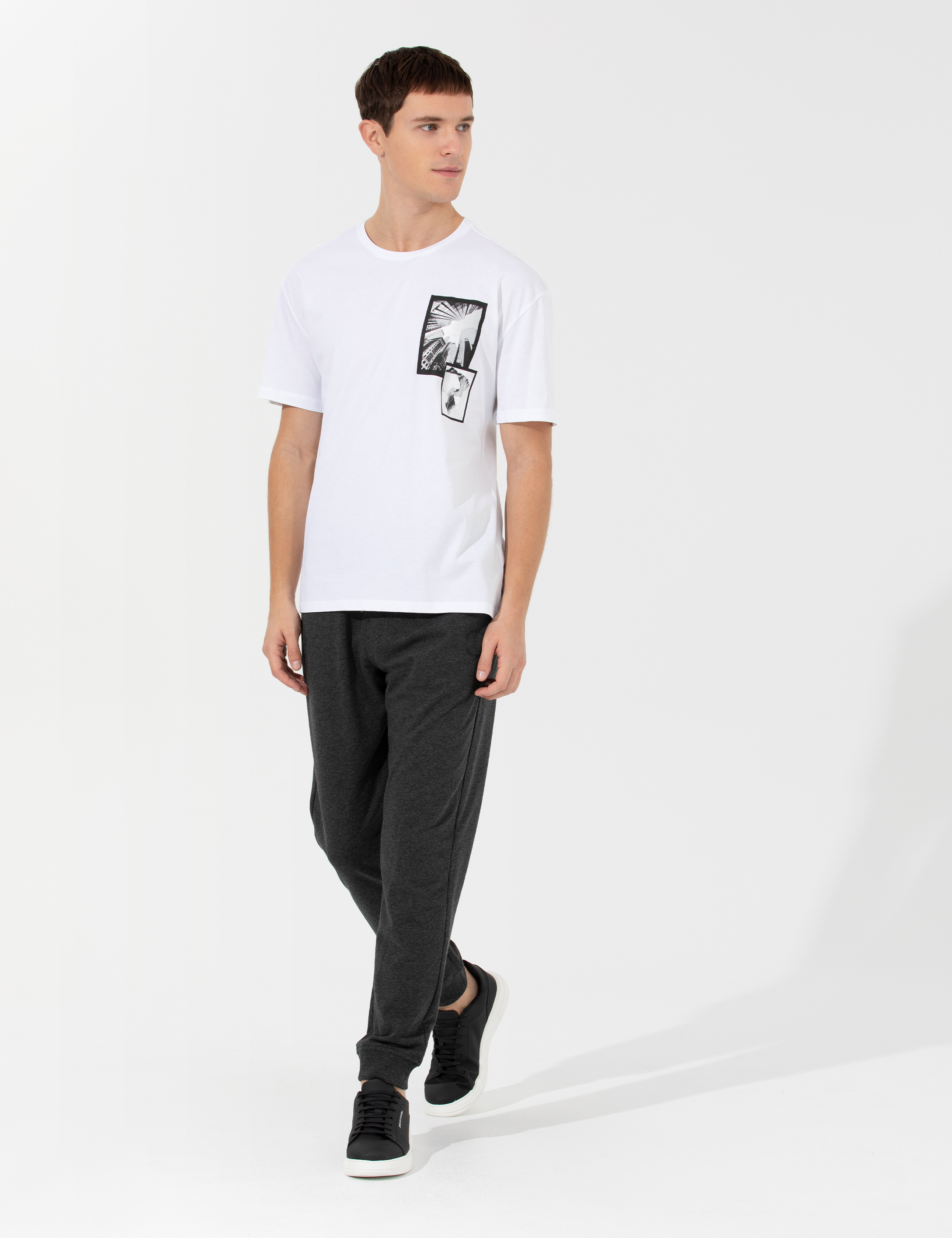 Antrasit Melanj Slim Fit Eşofman Altı - Image 3