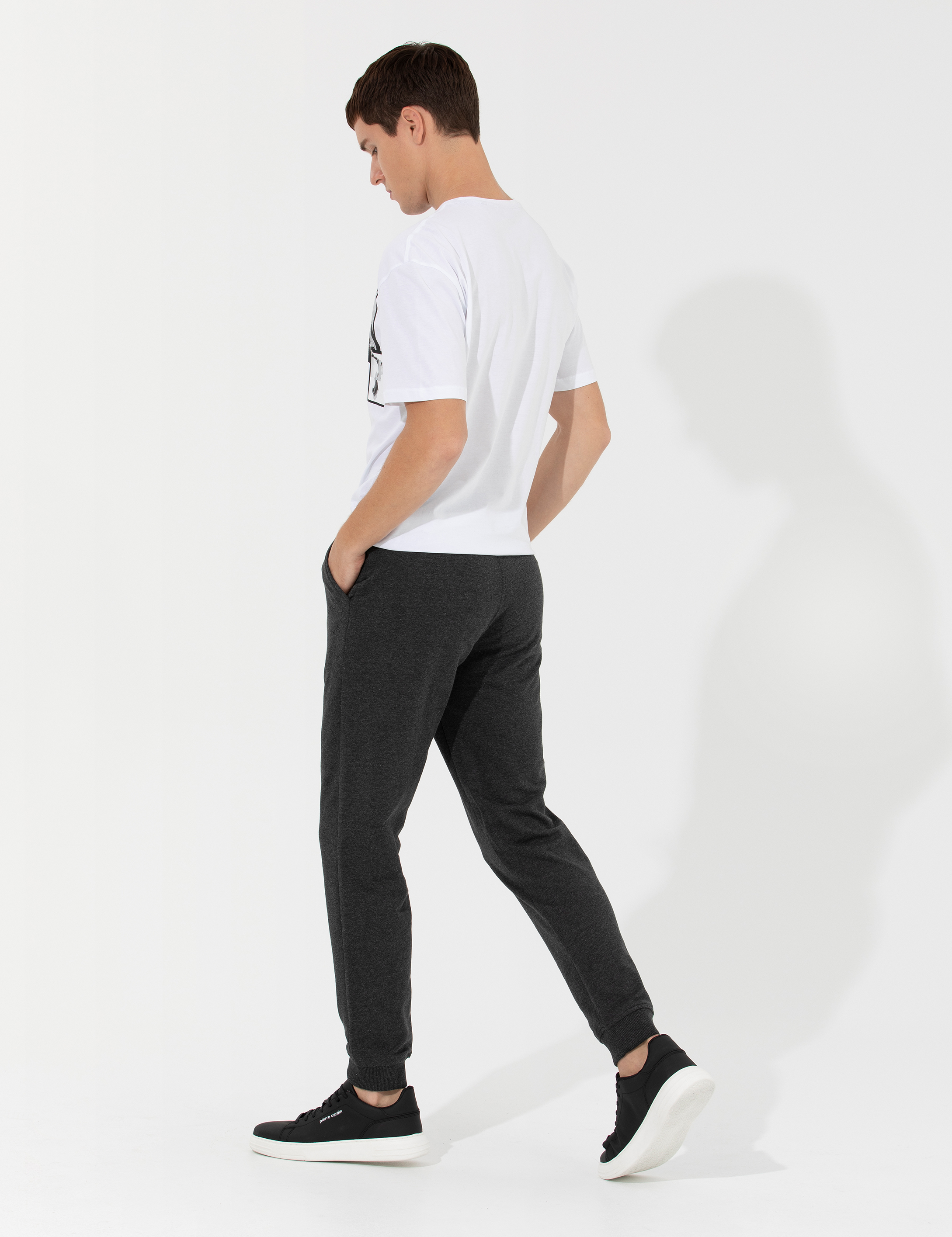 Antrasit Melanj Slim Fit Eşofman Altı - Image 4