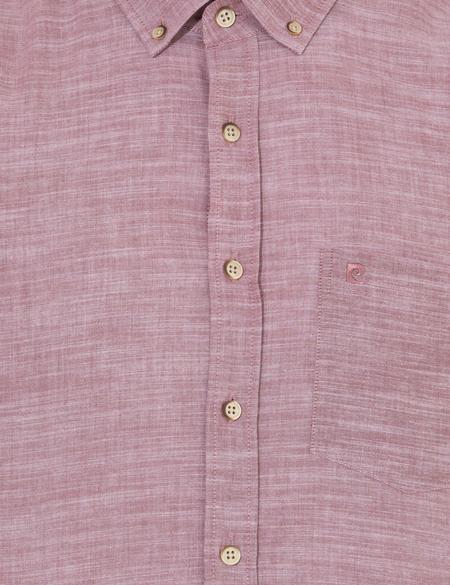 Bordo Keten Görünümlü Regular Fit Kısa Kollu Gömlek - 50255247031