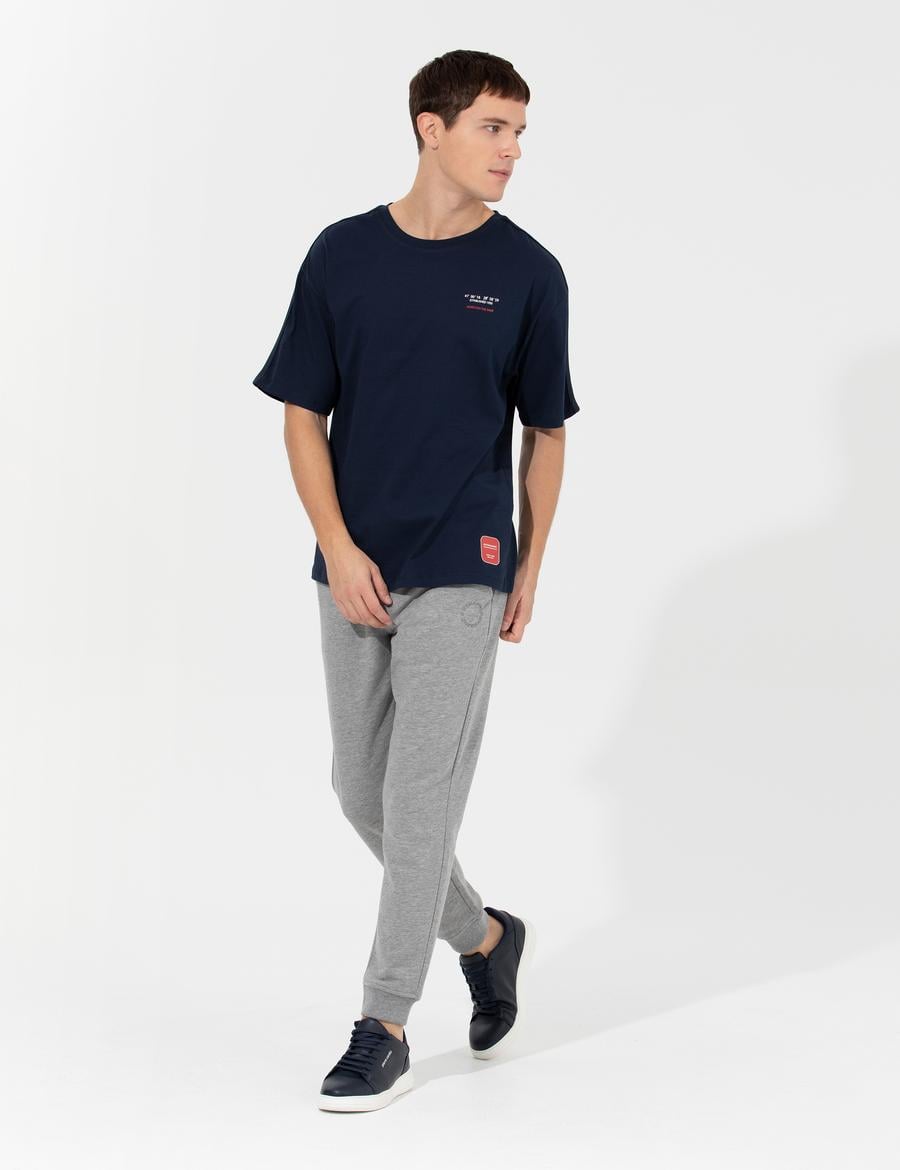 Gri Melanj Slim Fit Eşofman Altı