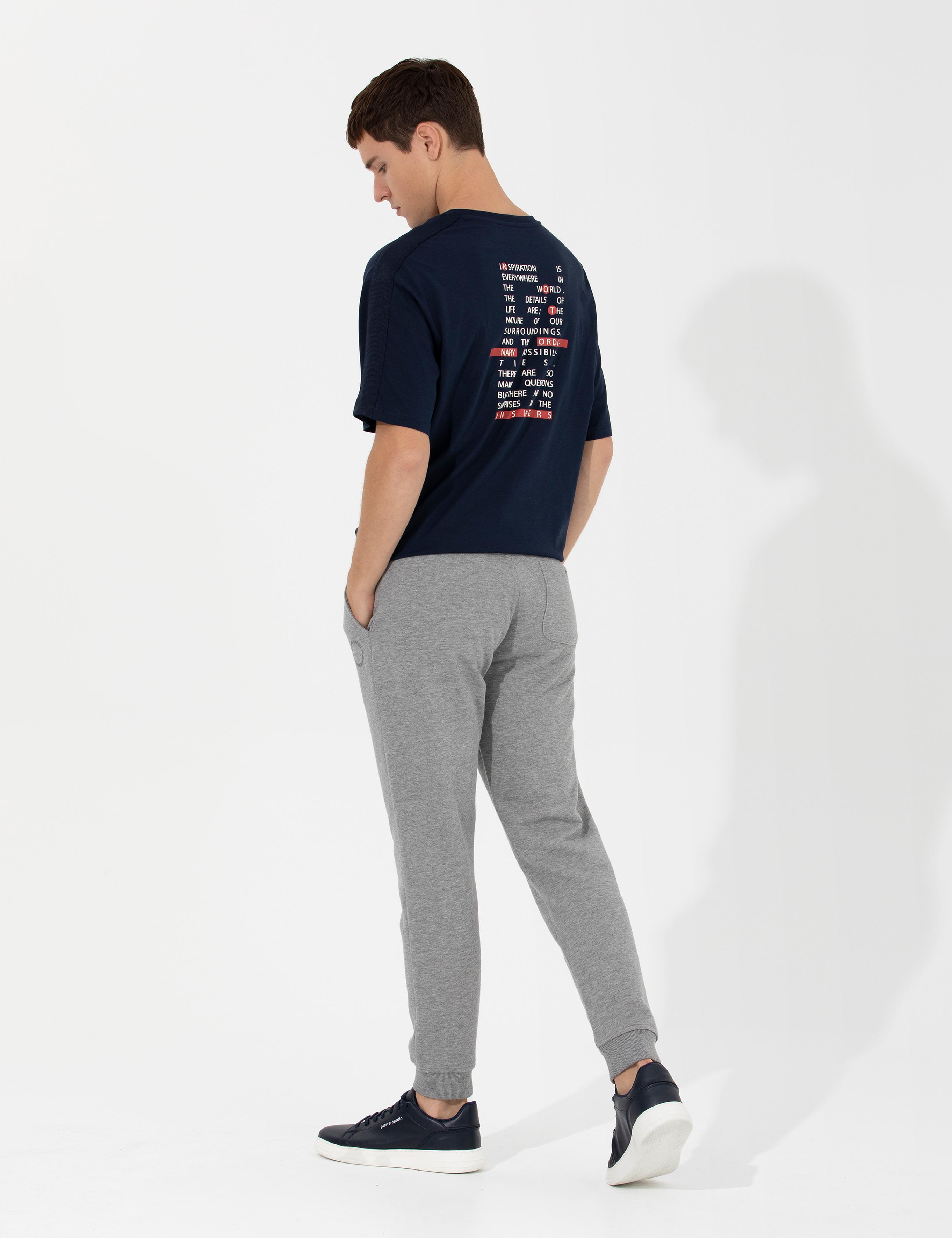 Gri Melanj Slim Fit Eşofman Altı