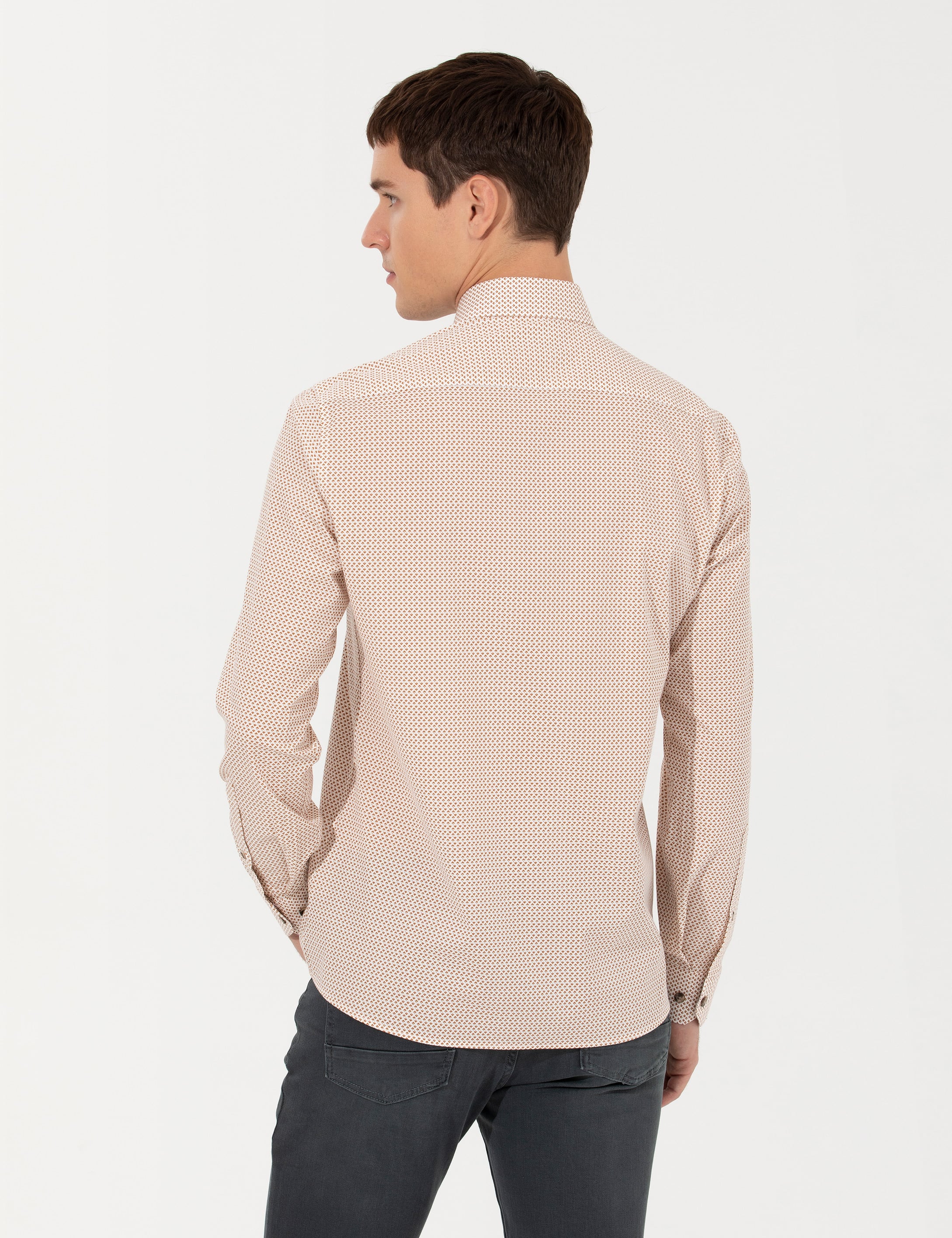 Pierre Cardin Turuncu Slim Fit Uzun Kollu Gömlek görsel 5