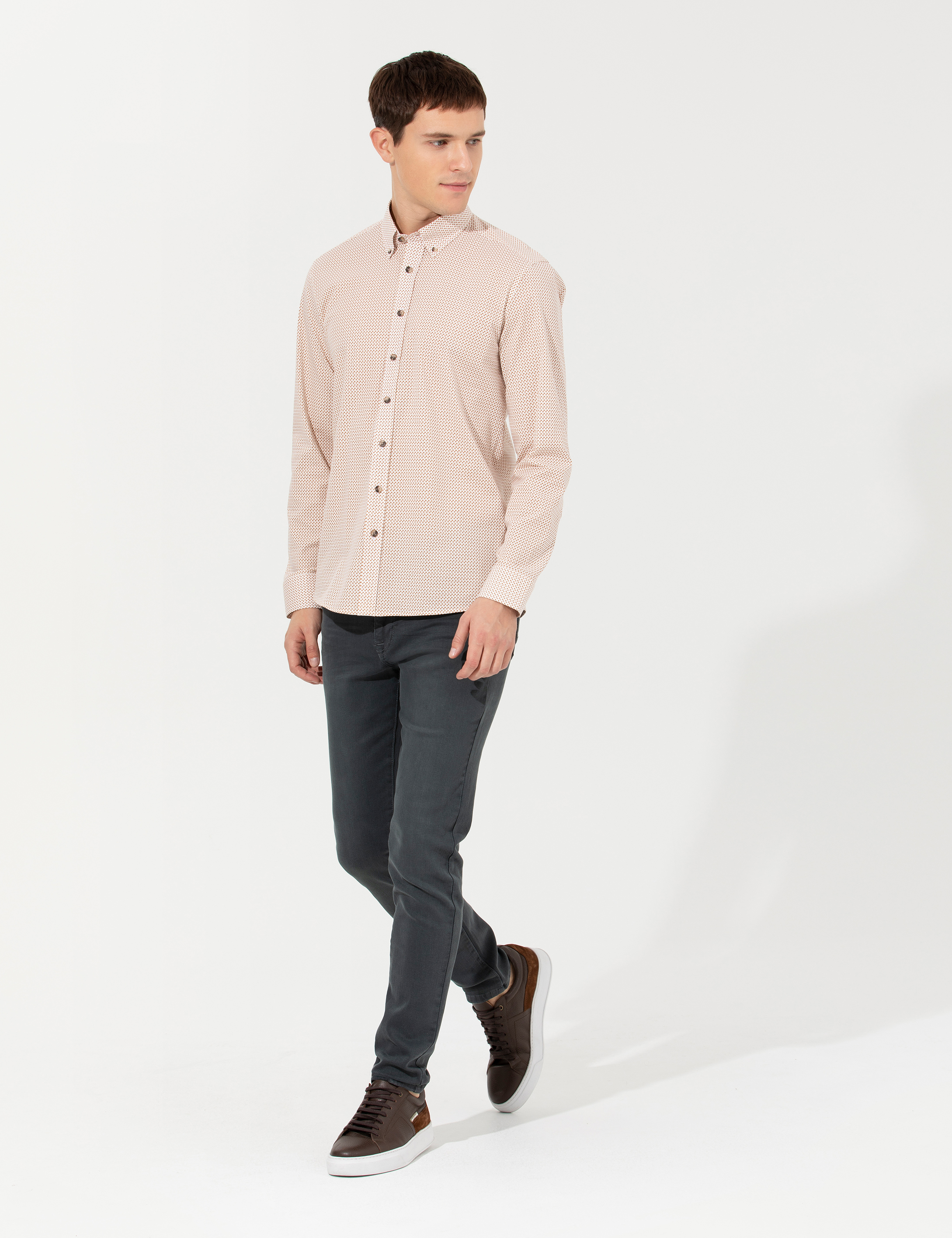 Pierre Cardin Turuncu Slim Fit Uzun Kollu Gömlek görsel 4