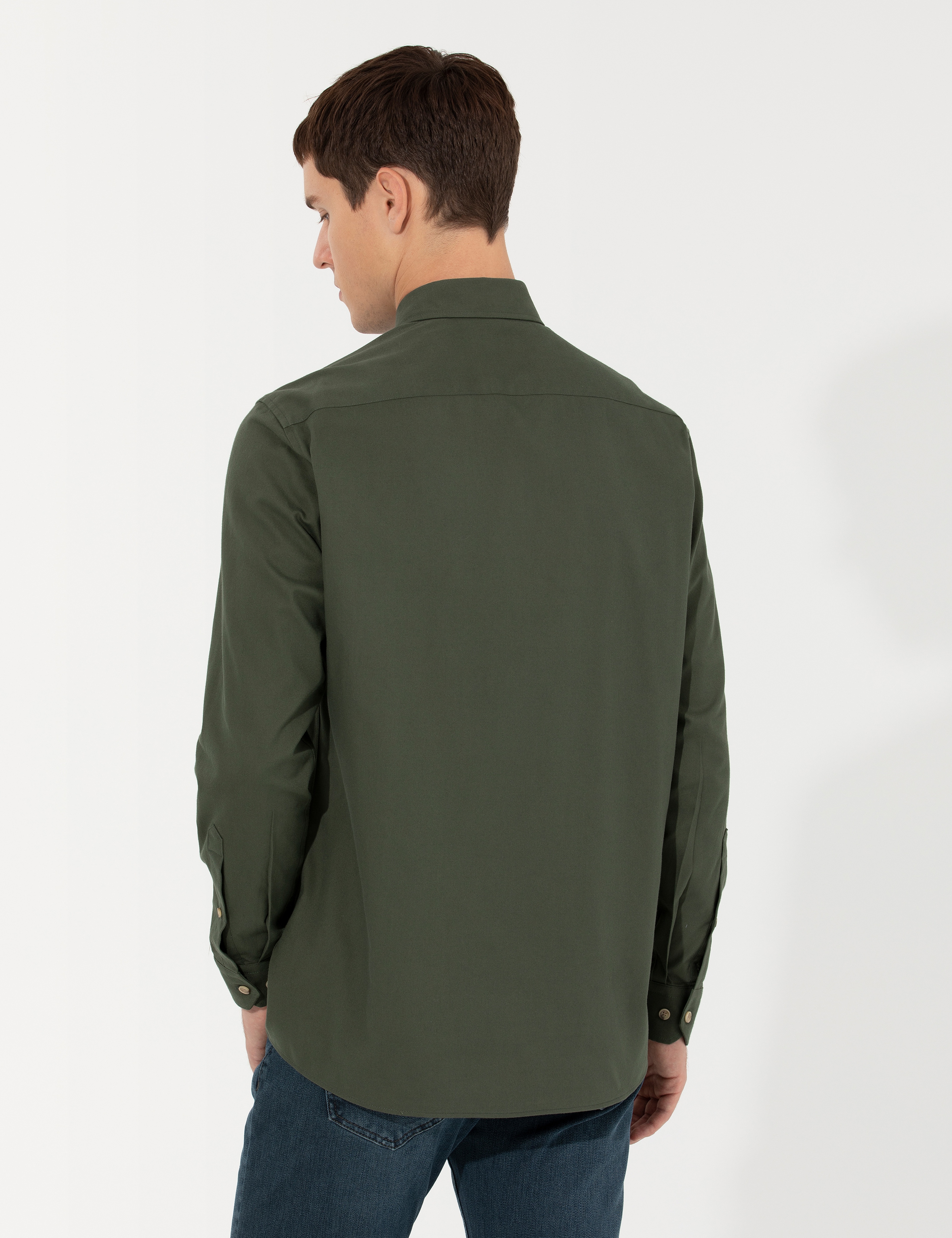 Haki Regular Fit Uzun Kollu Gömlek - Image 5