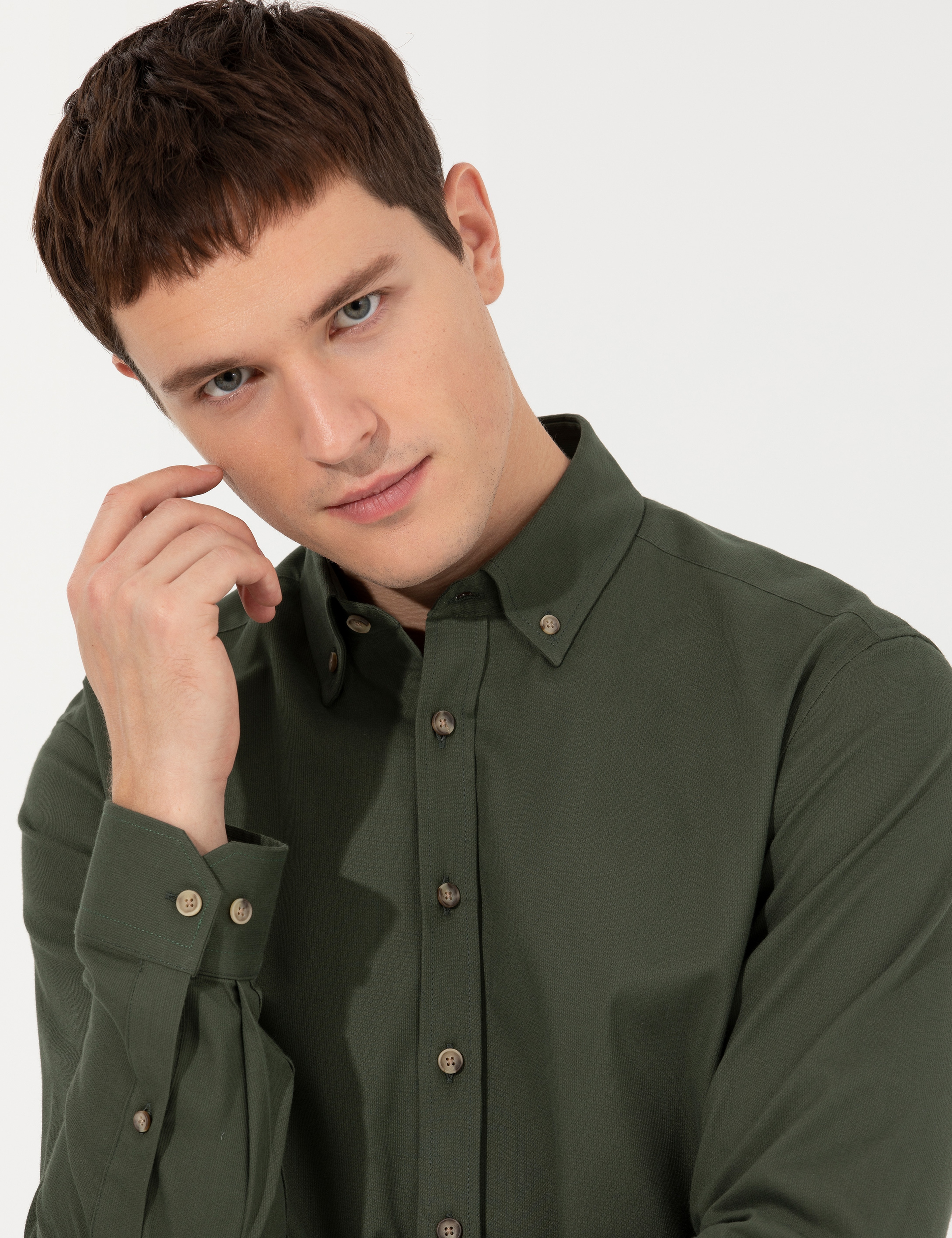Haki Regular Fit Uzun Kollu Gömlek - Image 1