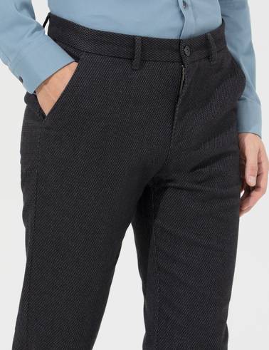 Siyah Slim Fit Kanvas Pantolon