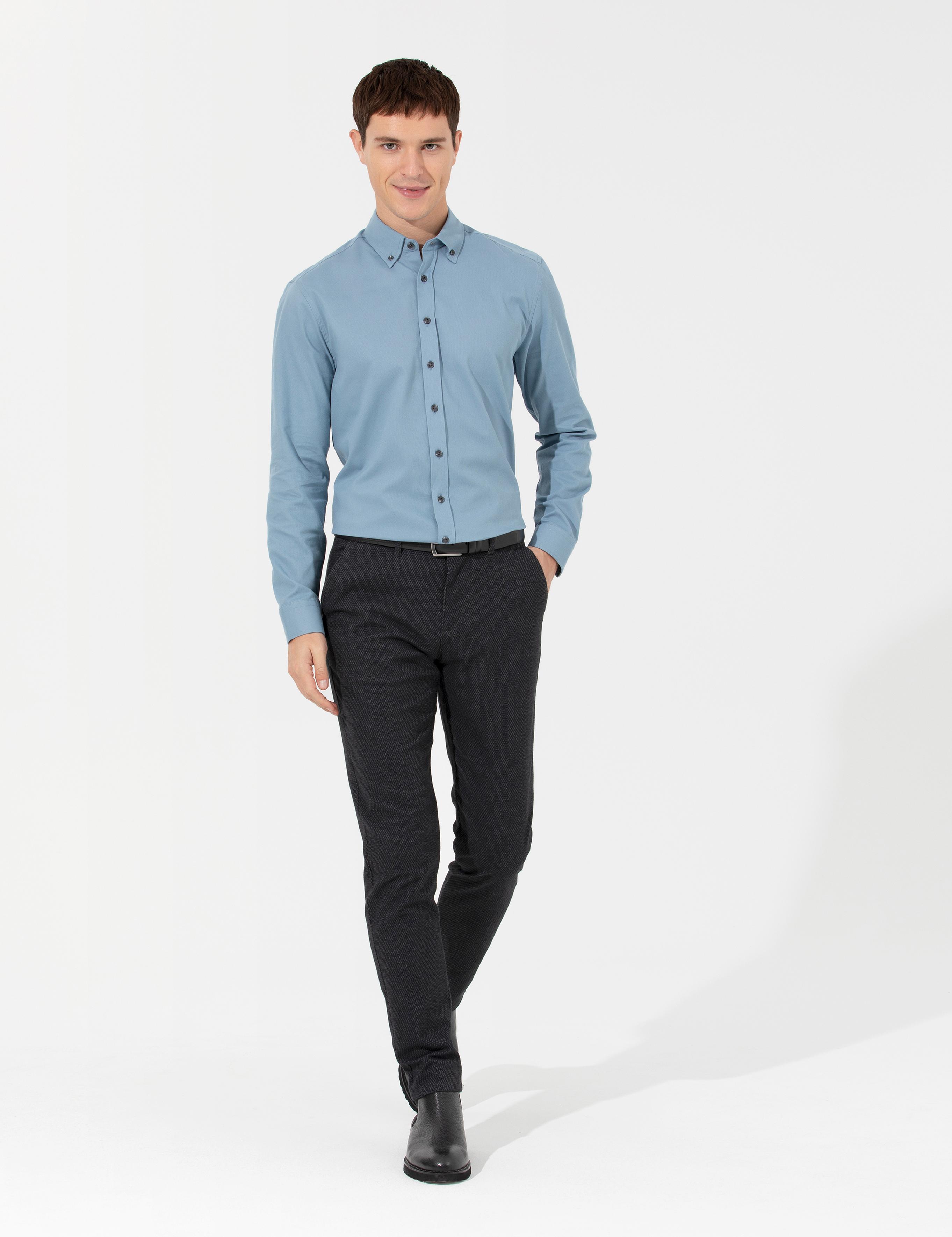 Siyah Slim Fit Kanvas Pantolon