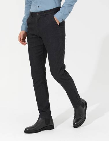 Siyah Slim Fit Kanvas Pantolon