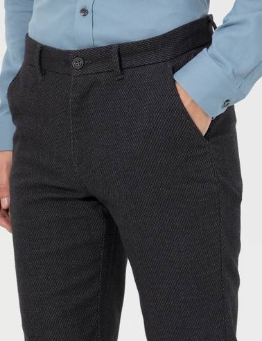 Siyah Slim Fit Kanvas Pantolon