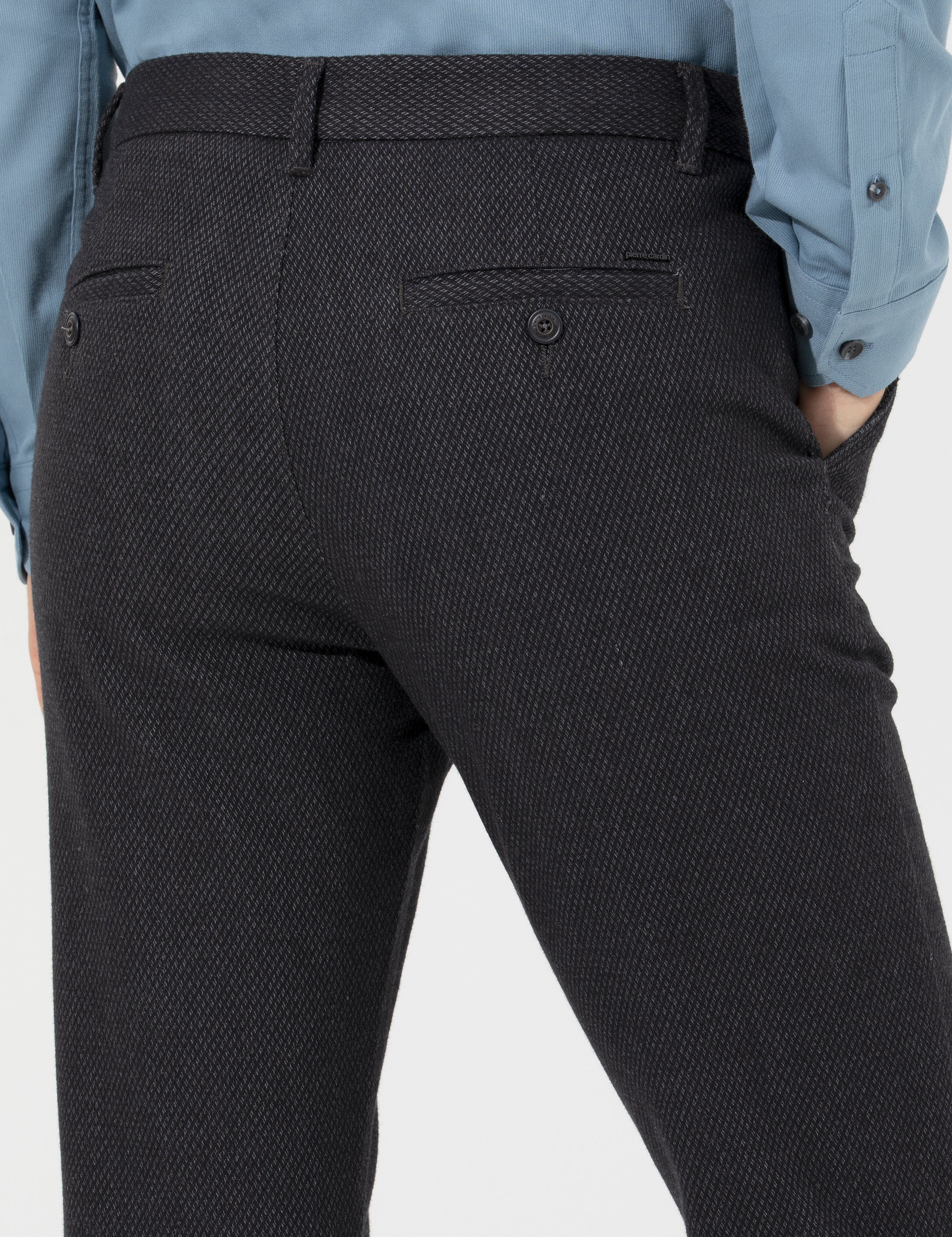 Siyah Slim Fit Kanvas Pantolon - Image 7