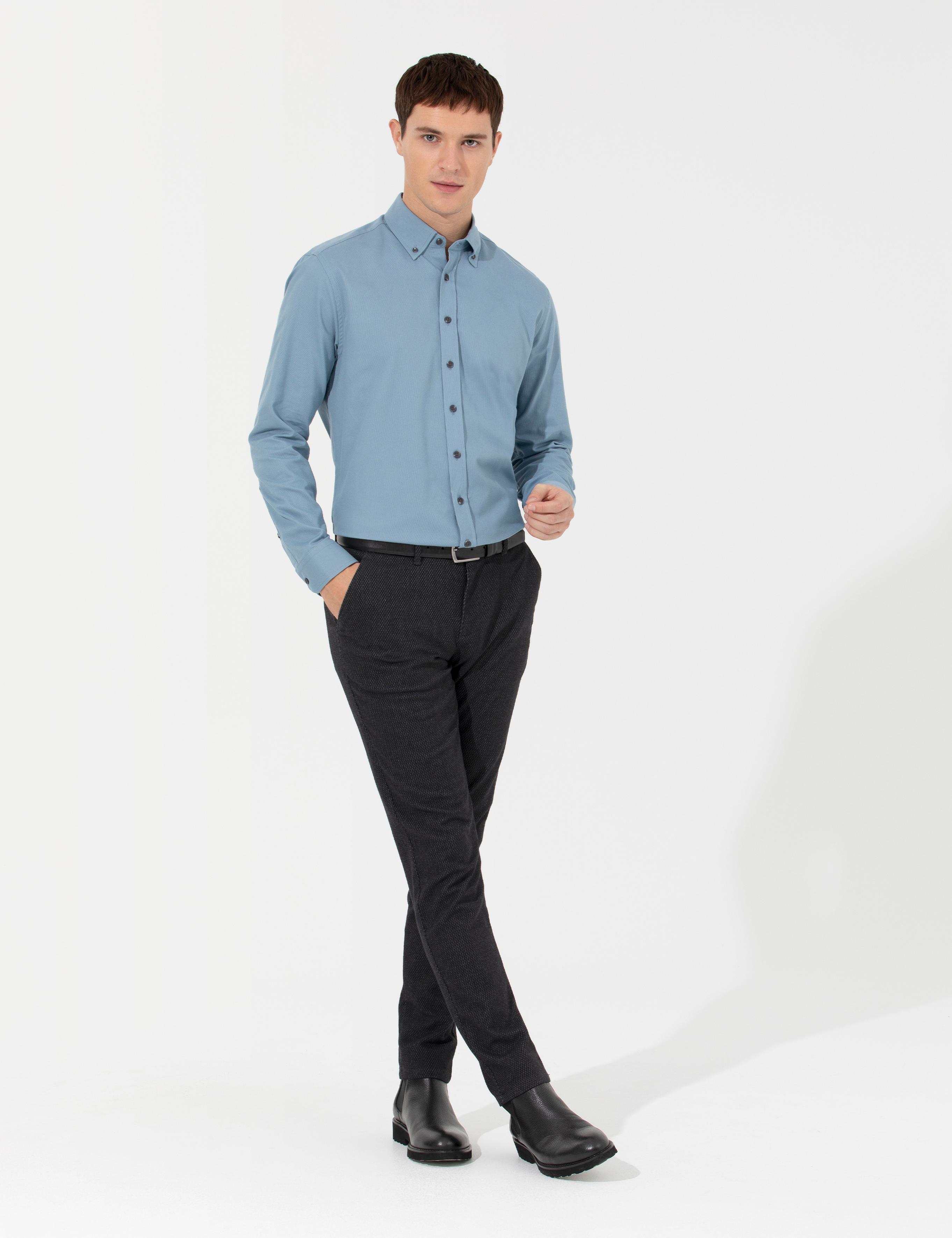 Siyah Slim Fit Kanvas Pantolon